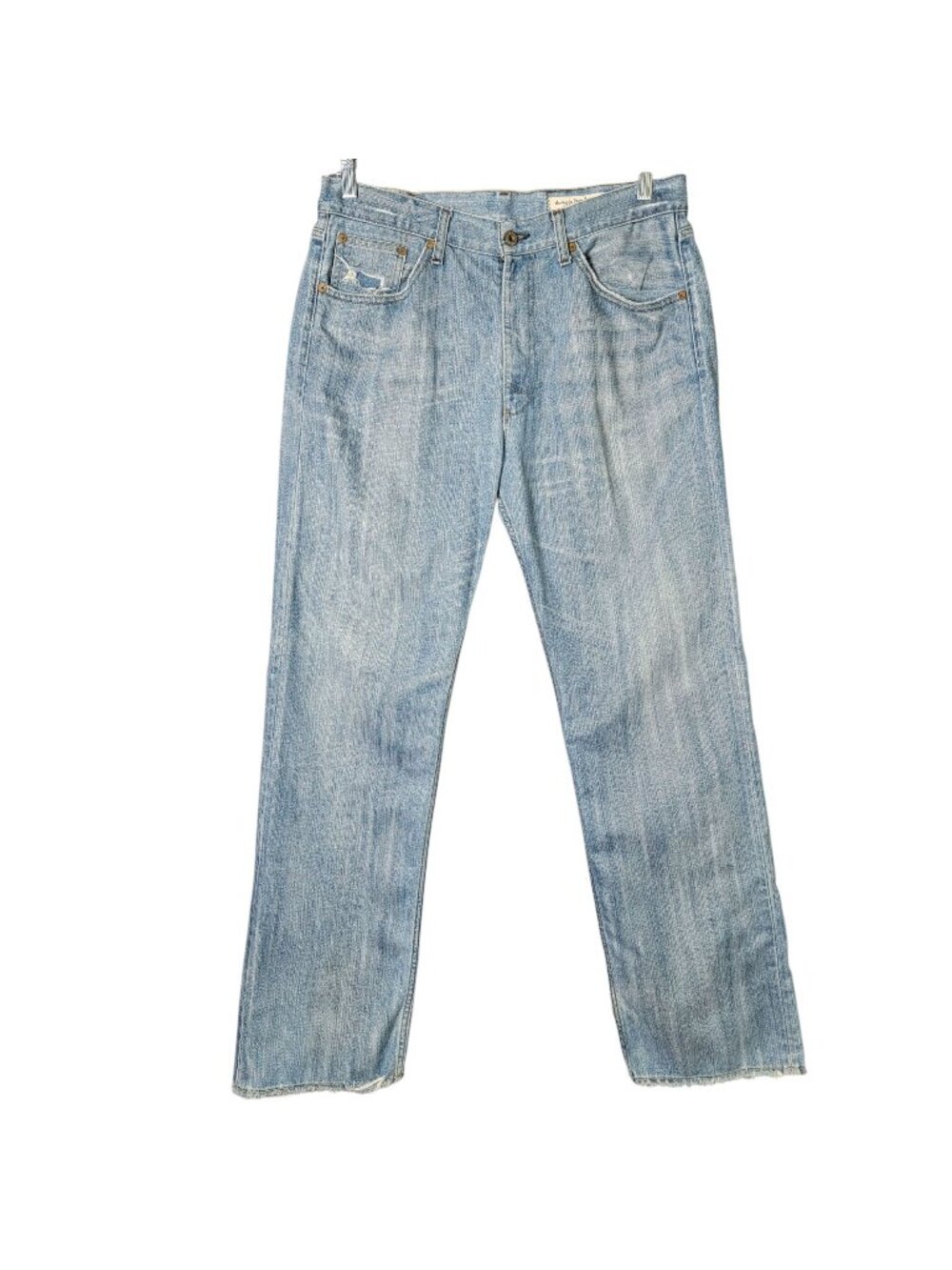 Ralph Lauren Mens Y2K Style Distressed Ashmore Light Wash Straight Jeans 34x32